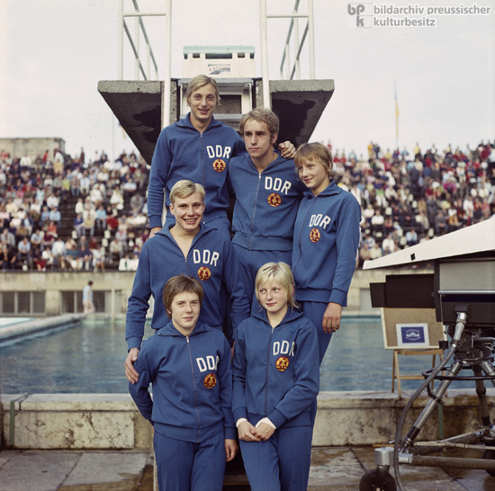 Members of the GDR National Swim Team, which Competed against the U.S. Team in an International Meet in Leipzig (1971)